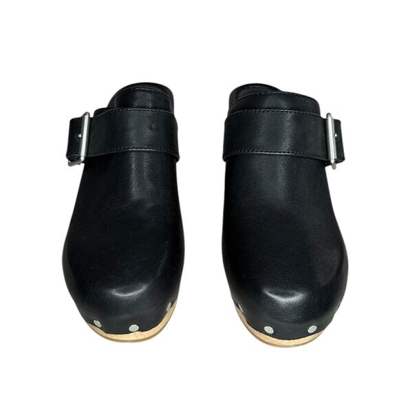 NWOB Paige Rosie Slip On Studded Big Buckle Platform Clogs Leather Black Sz 7.5 - Picture 7 of 10